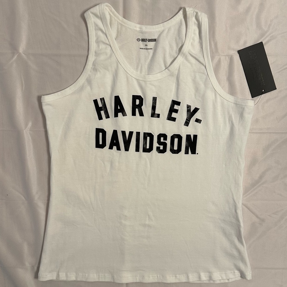 Harley-Davidson Women's 2XL White Ultra Classic Racer Font Sleeveless Tank Top